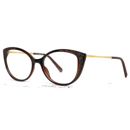 Swarovski SK5362 048 Shiny Dark Brown Womens Cat Eye Eyeglasses 53-17-140 B:43