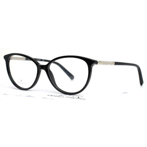 Swarovski SK5385 001 Shiny Black Womens Semi Cat Eye Eyeglasses 54-14-140 B:41