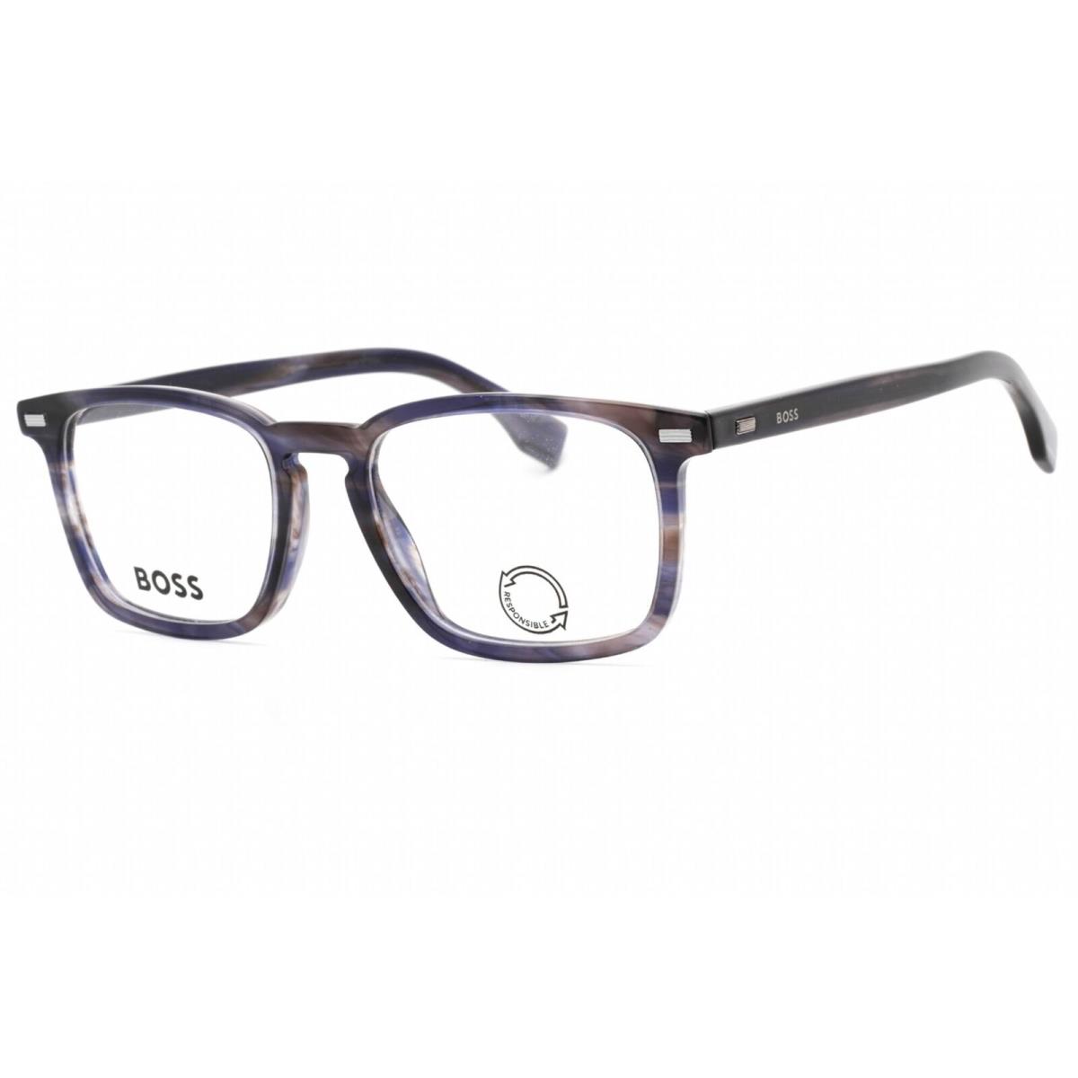 Hugo Boss Men`s Eyeglasses Blue Havana Square Full Rim Frame Boss 1368 0JBW 00