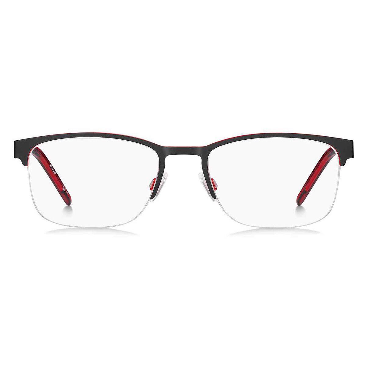 Hugo Boss HG 1247 Eyeglasses Men Black Red Rectangle 53mm