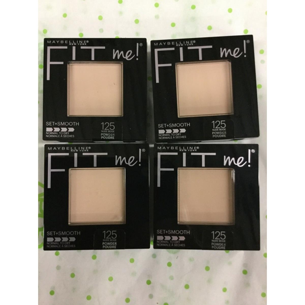 4 X Maybelline New York Fit Me Set + Smooth Pressed Powder 0.3 Oz. Choose Shade #125 Nude Beige