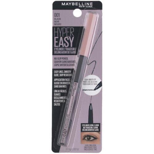6 Pack Maybelline Hyper Easy No-slip Eyeliner Pencil Black 0.001 oz