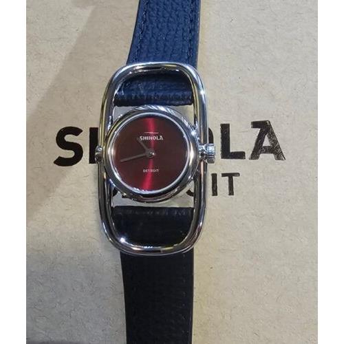 Shinola Bike Lock Watch with 20mm Burgandy Face Navy Blue Leather Band
