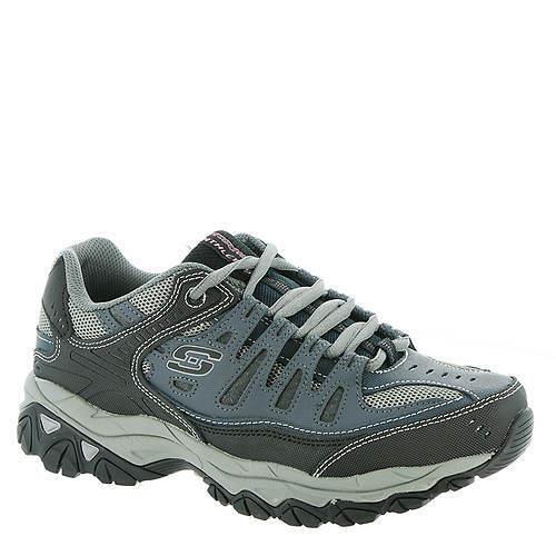 Mens Skechers Sport After Burn M. Fit Navy Leather Shoes - Navy