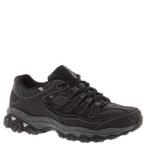 Mens Skechers Sport After Burn M. Fit Black Charcoal Leather Shoes Medium/Regular