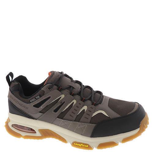 Mens Skechers Work Skech Air Envoy Steel Toe Arcket Taupebrown Leather Shoes - Taupe Brown
