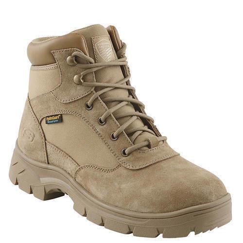 Mens Skechers Worc Wascana-millit WP Work Boot Camel Leather Shoes