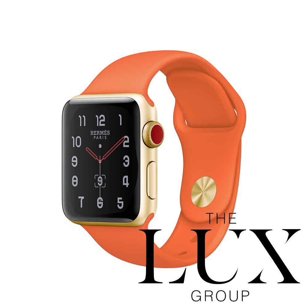 24k Apple Watch Hermes Sport Band 44mm 42mm Orange SM Strap