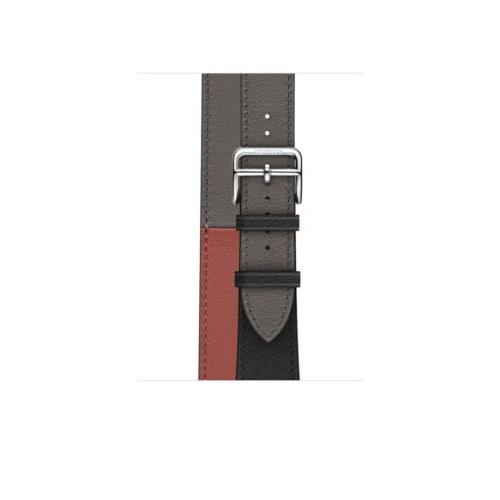 Hermes Apple Watch Band Double Tour Noir Brique Etain 40 mm Grey Nibs- Rare