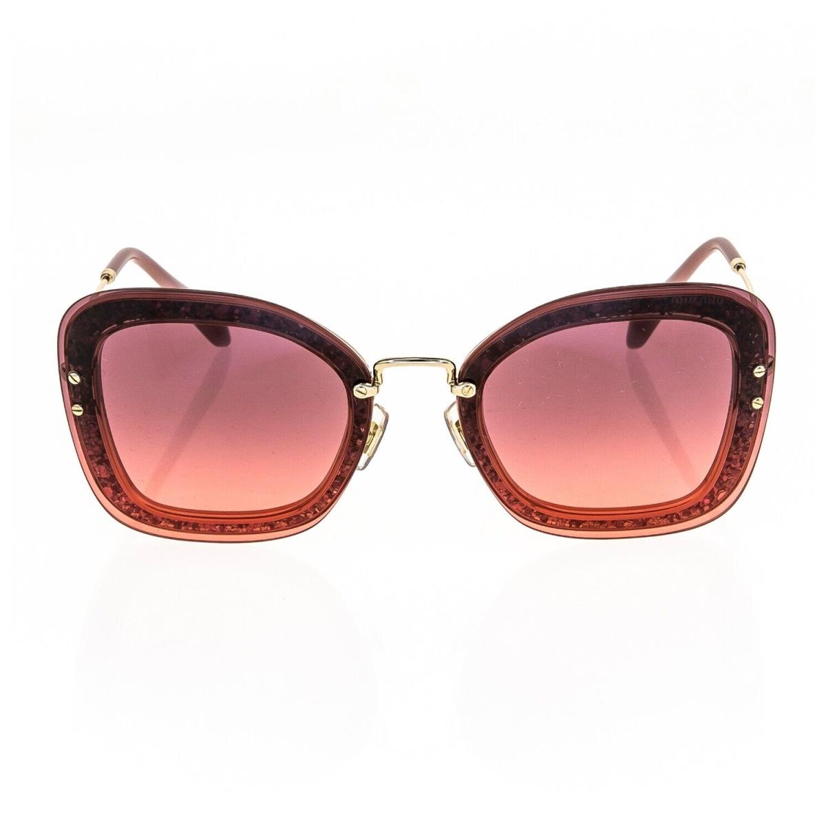 Miu Miu Reveal Glitter 02T Gold Pink Red Gradient Rimless Sunglasses MU02TS 8053672840032 Miu Miu IYK PZ0 Frame Gold Lens Red Fash Direct