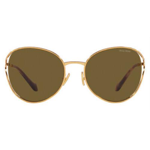 Miu Miu MU 53YS Sunglasses Gold Brass Dark Brown 58mm