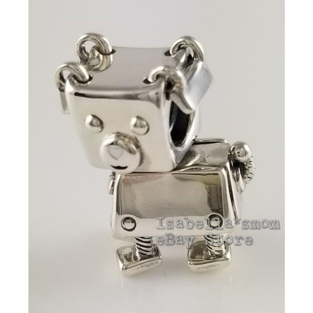 Bobby Bot Pandora Silver Dog Robot Charm 797551EN12 w Tag Pouch