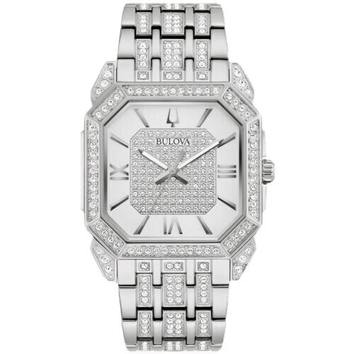 Bulova Octava Crystal Men Watch Stainless Steel Silver Dial 96A285 - Dial: Silver, Band: Silver, Bezel: Silver