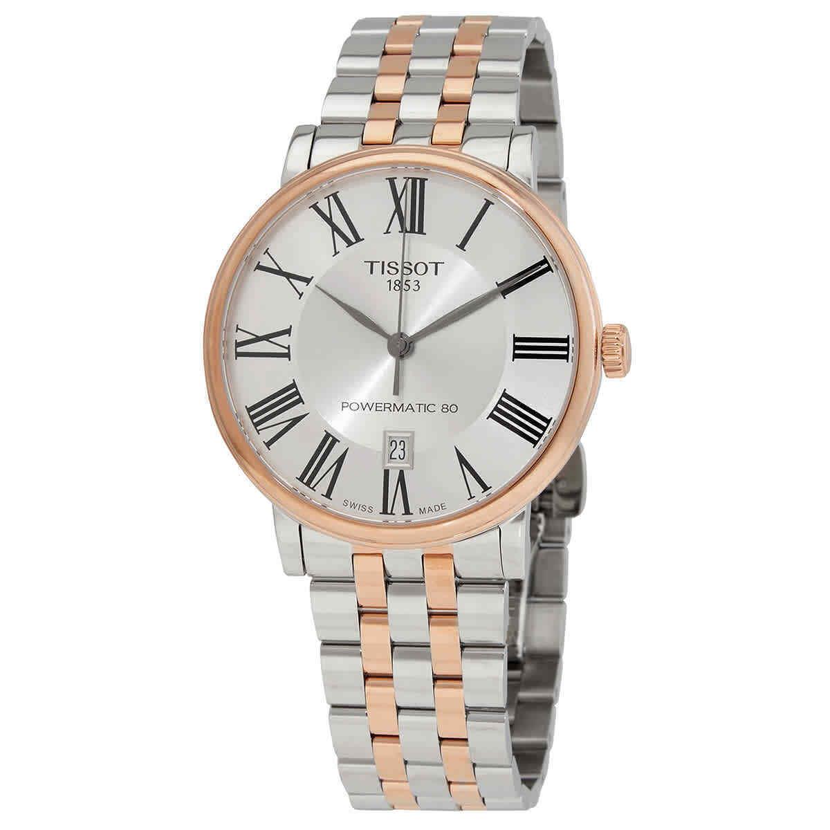 Tissot Carson Automatic Silver Dial Two-tone Men`s Watch T122.407.22.033.00 - Dial: Silver, Band: Silver, Pink, Bezel: Pink