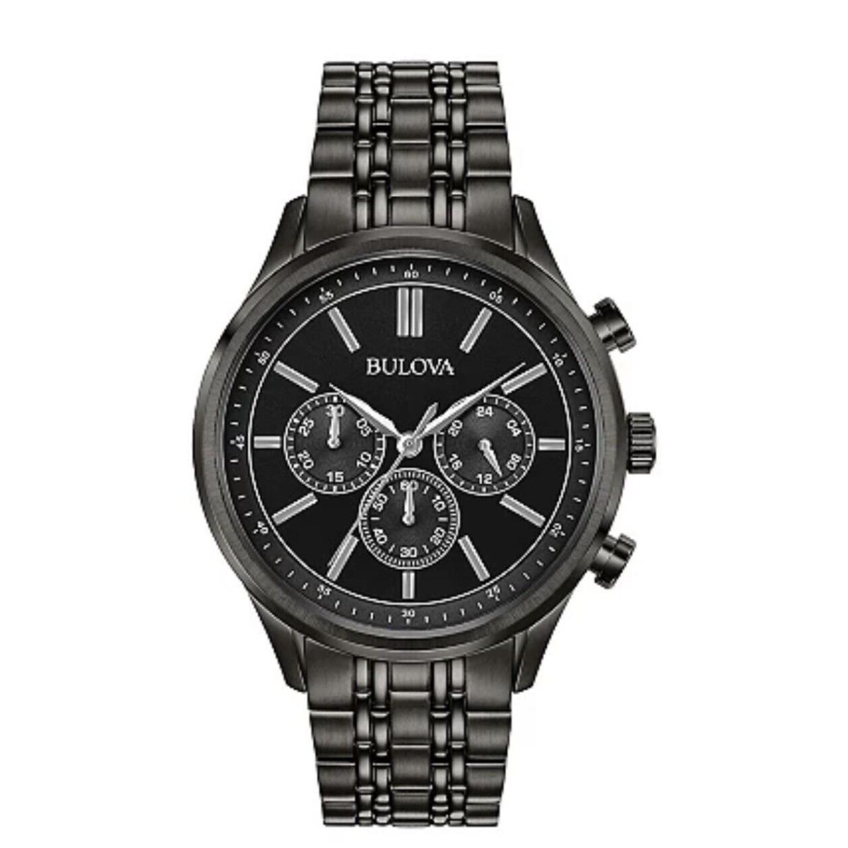 Bulova Men`s Quartz Chronograph Silver-tone Band Black Dial Watch 42mm 98A217