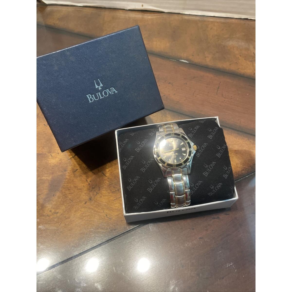 Bulova Men`s Watch Quartz Marine Star Blue Dial Two Tone Stainless Steel