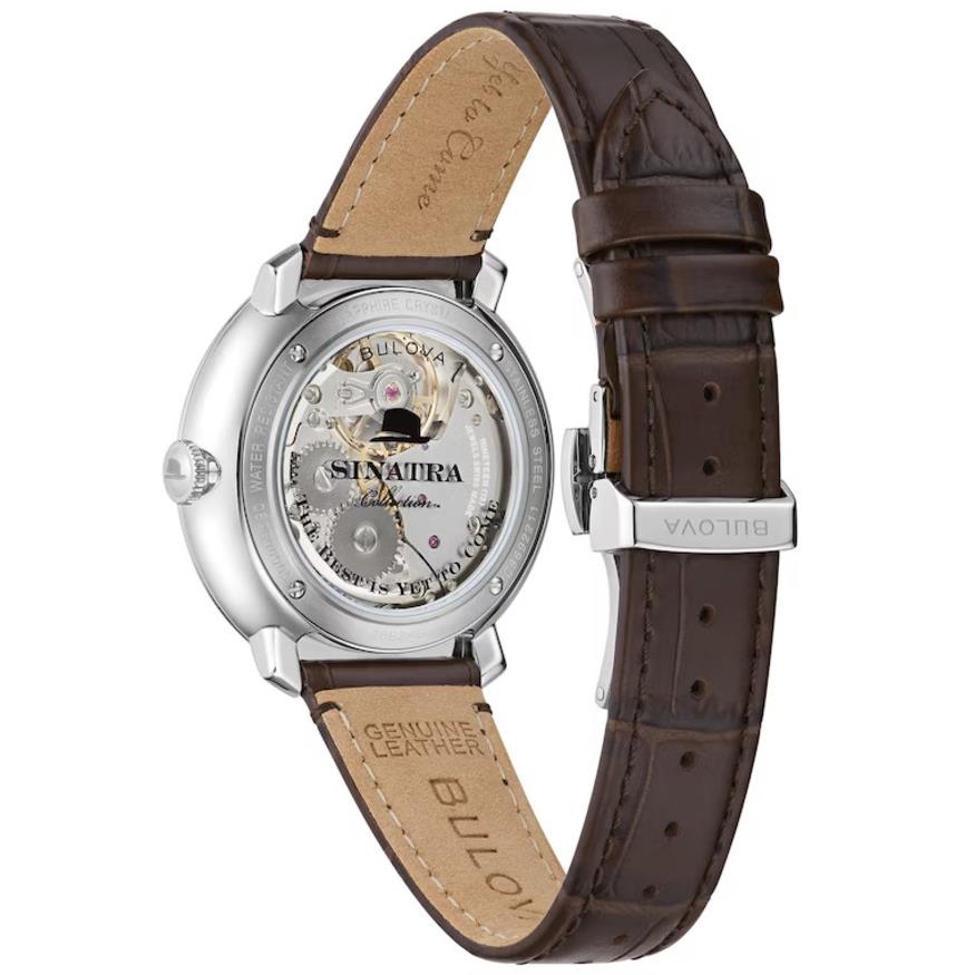 Bulova 96B345 Frank Sinatra Automatic Sapphire Grey Dial Leather Band Watch