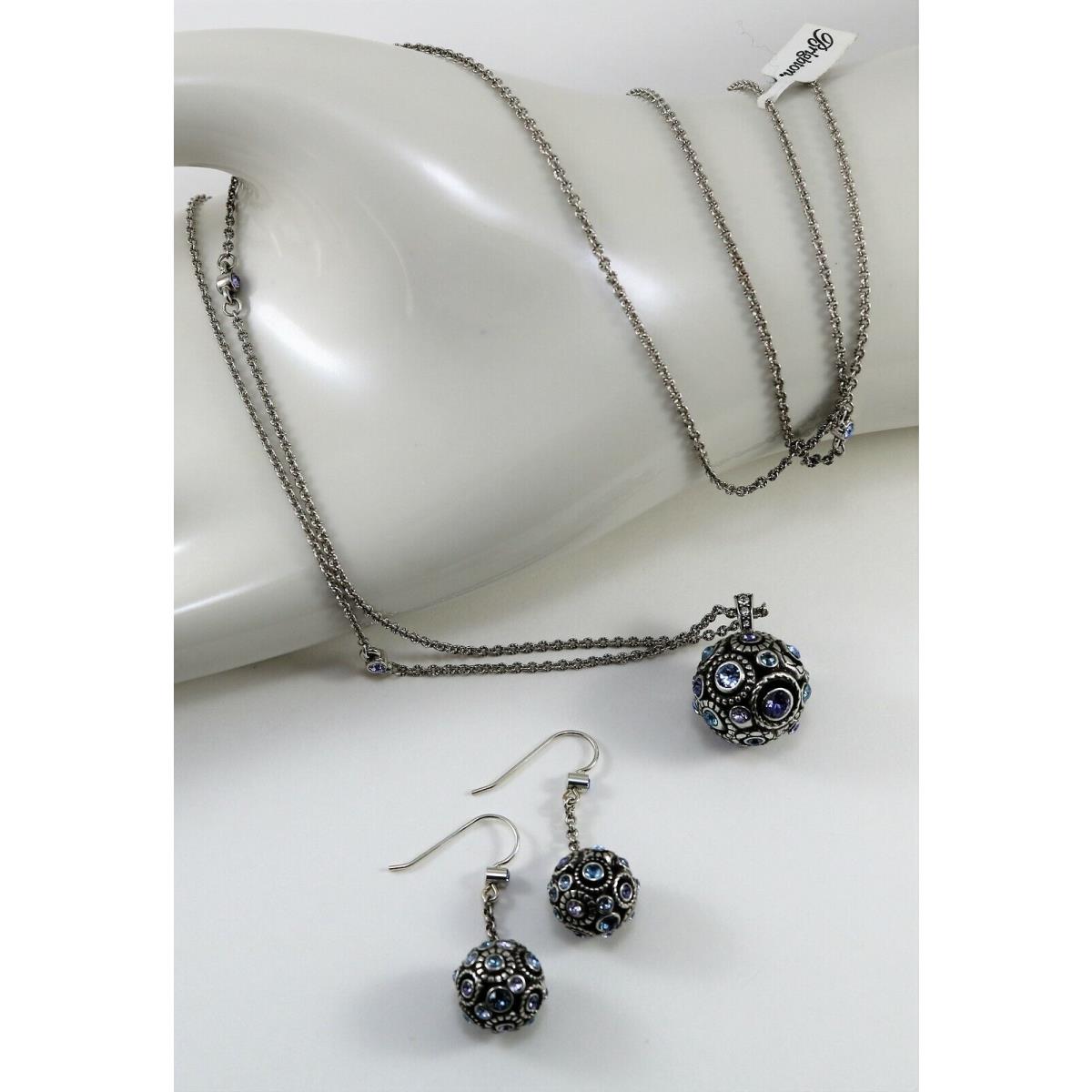 Brighton Halo Necklace Earring Set with Swarovski Crystals