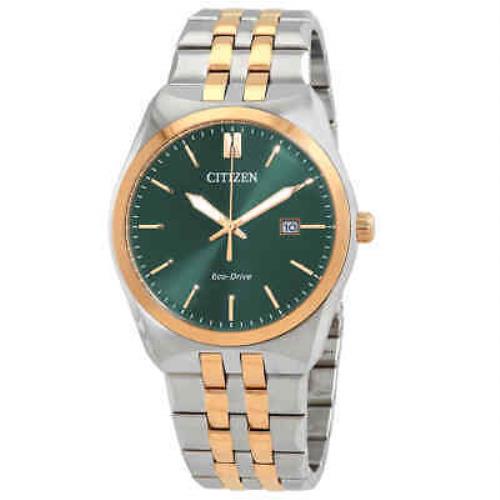 Citizen Eco-drive Green Dial Two-tone Men`s Watch BM7339-89X - Dial: Green, Band: Two-tone (Silver-tone and Gold-tone), Bezel: Silver-tone