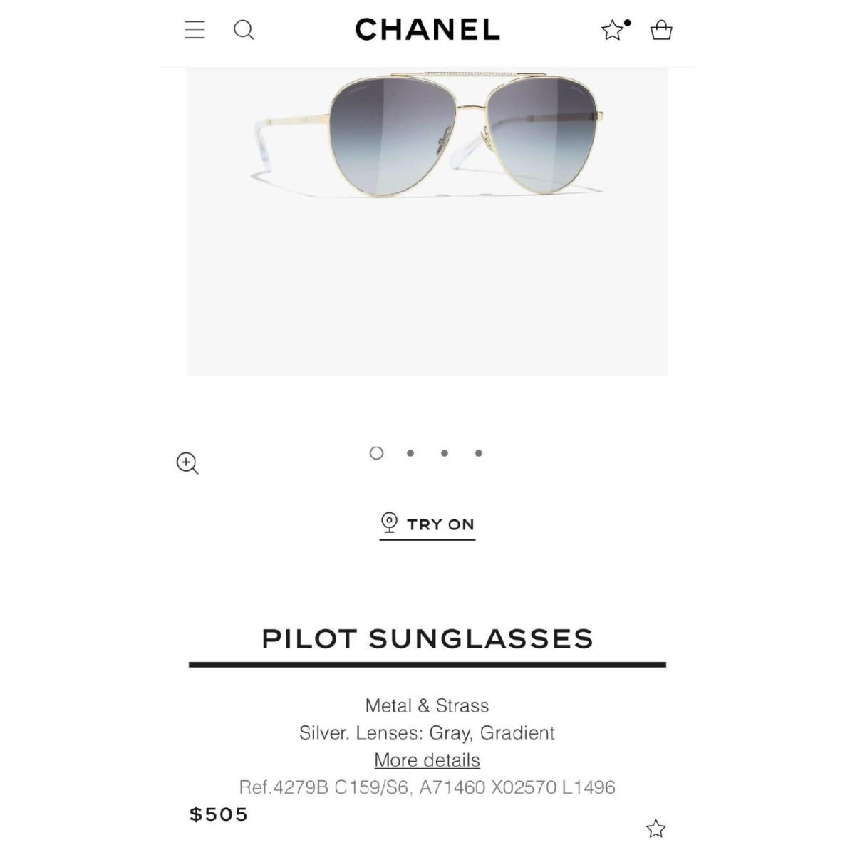 Chanel Pilot Aviators Sunglasses 4279B C159/S6 58 52 140 Full Set