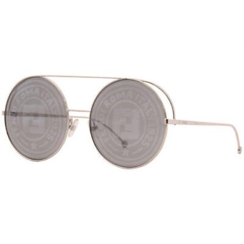 Fendi FF-0285/S Oihmd Sunglasses Women`s Silver/grey-gold Decor Mirror Lens 63mm