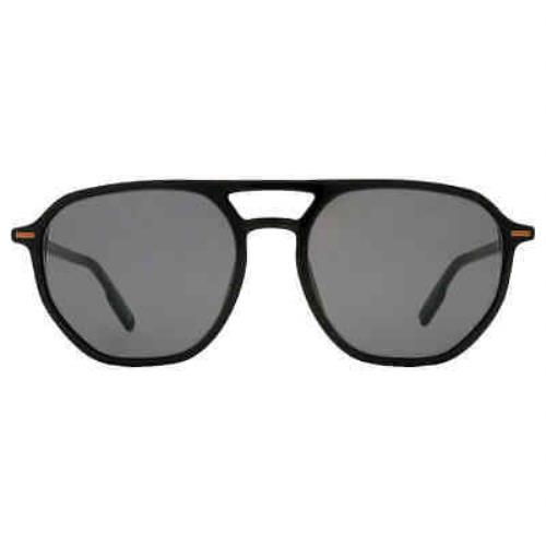 Ermenegildo Zegna Smoke Navigator Men`s Sunglasses EZ0212 01A 55 EZ0212 01A 55