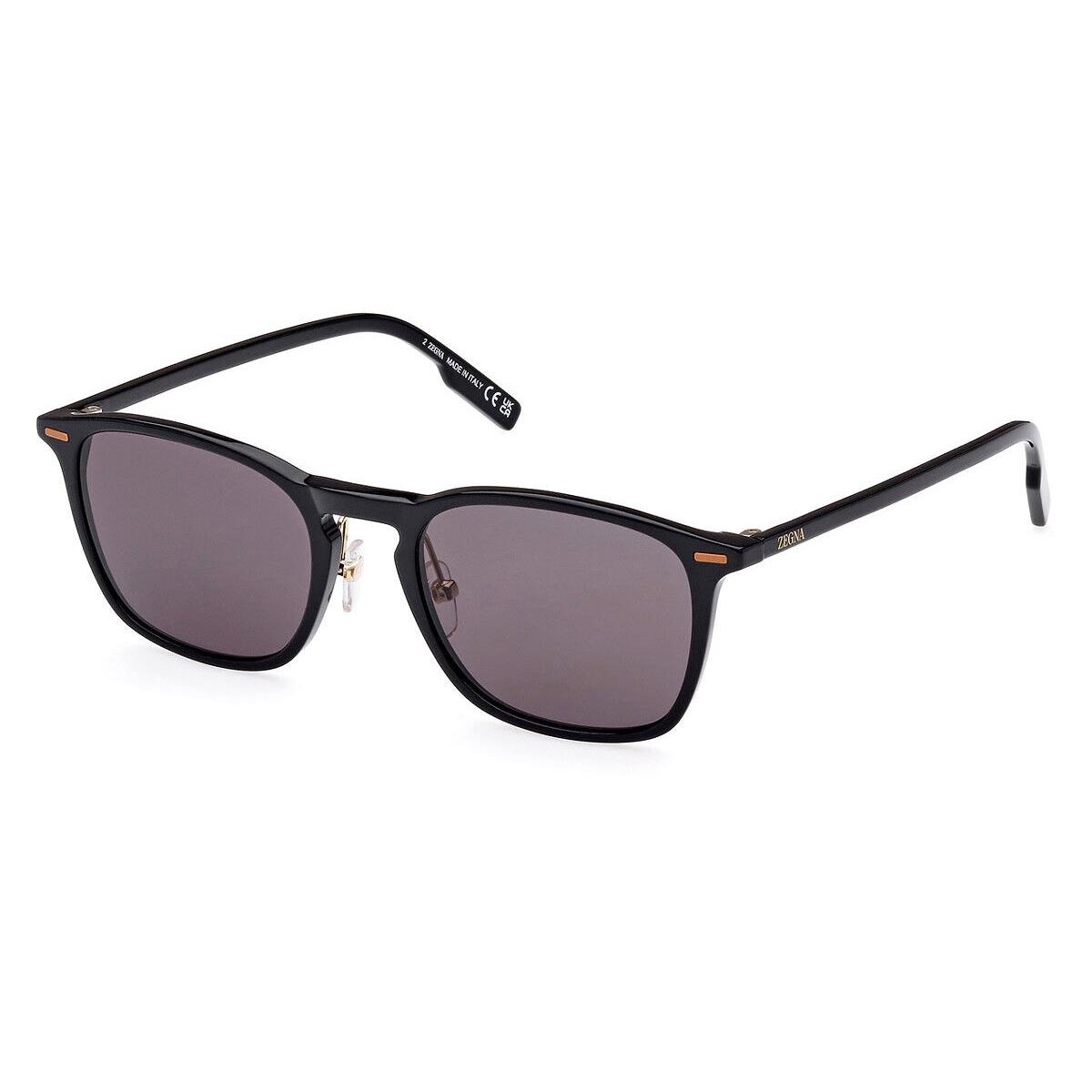 Ermenegildo Zegna EZ0211-H Sunglasses Shiny Black/vicuna Smoke 52mm