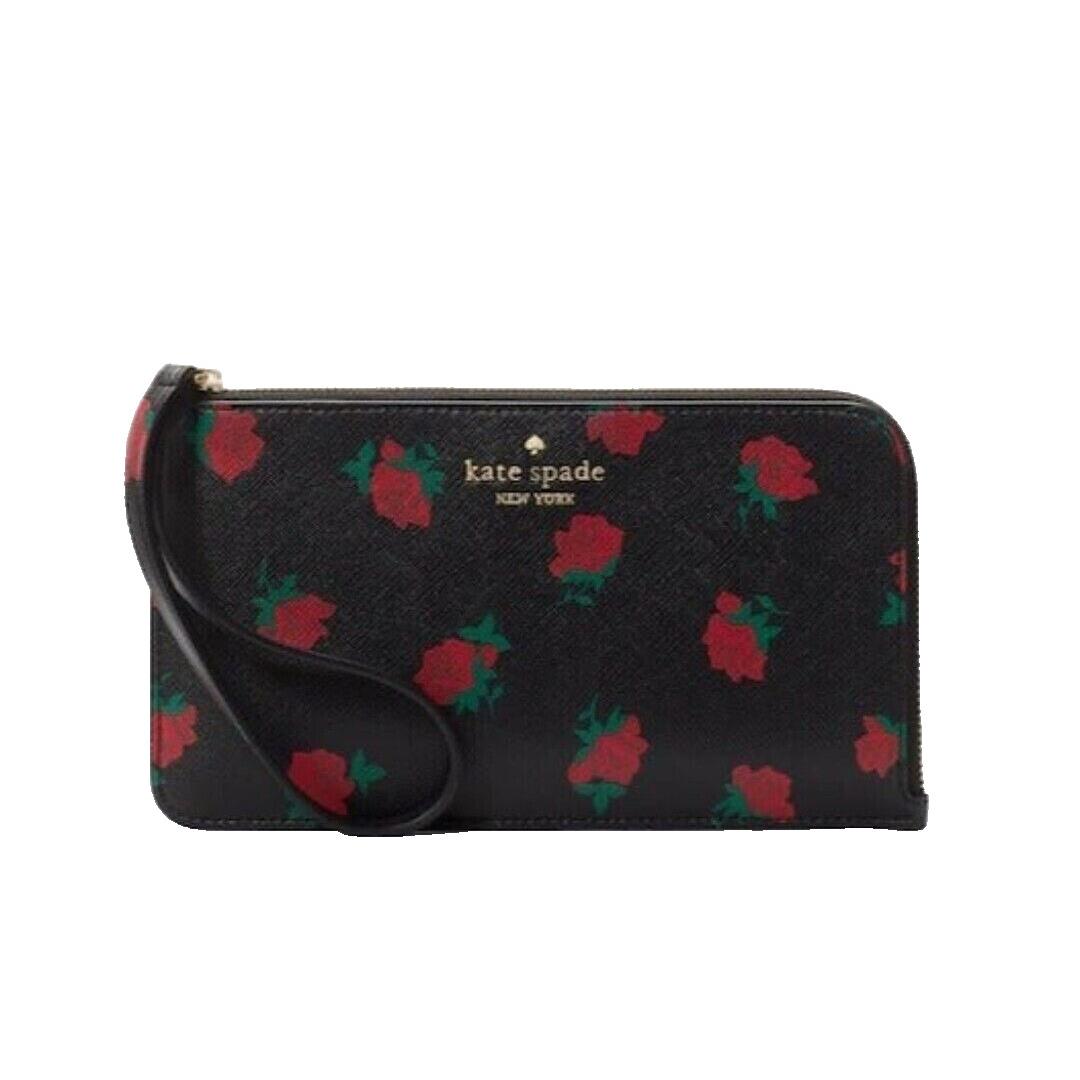 Kate Spade Medium L-zip Lucy Wristlet - Rose Print Floral KE634