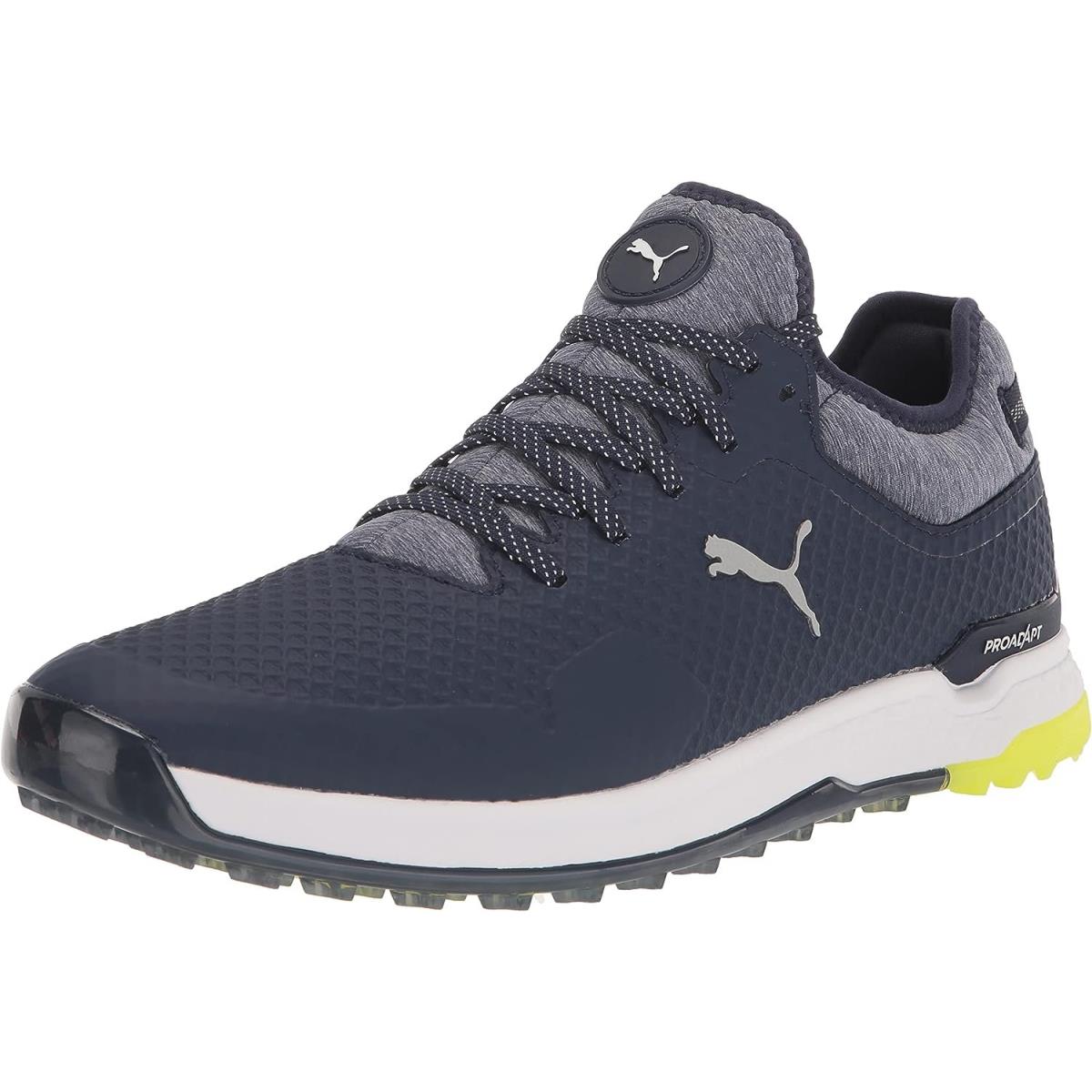 Puma Men`s Proadapt Alphacat Golf Shoe - Peacoat/Puma Silver/Safety Yellow