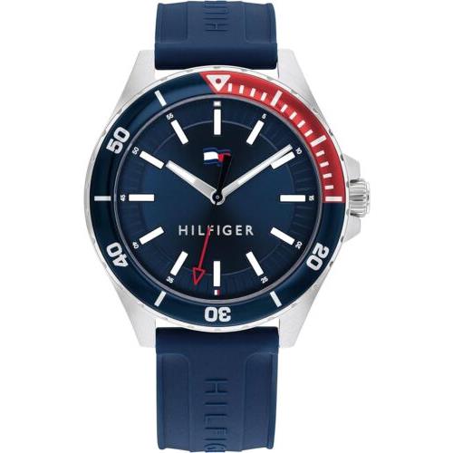 Tommy Hilfiger Men`s Logan Stainless Steel Aluminum Navy Dial Silicone Watch