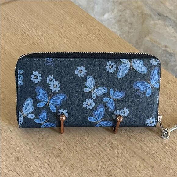 Coach Butterfly Court Medium Midnight Navy Backpack/wallet Option Wallet