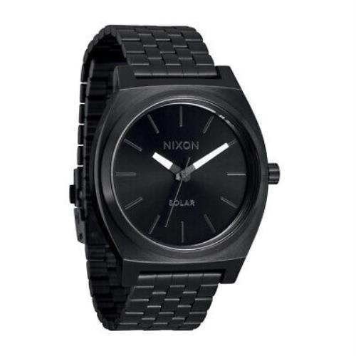 Nixon Time Teller Solar Watch All Black/white Stainless Steel Analog Watch