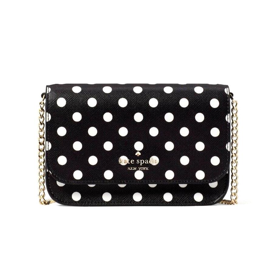 New Kate Spade Cheers Charming Dot Printed Boxed Crossbody Black Multi