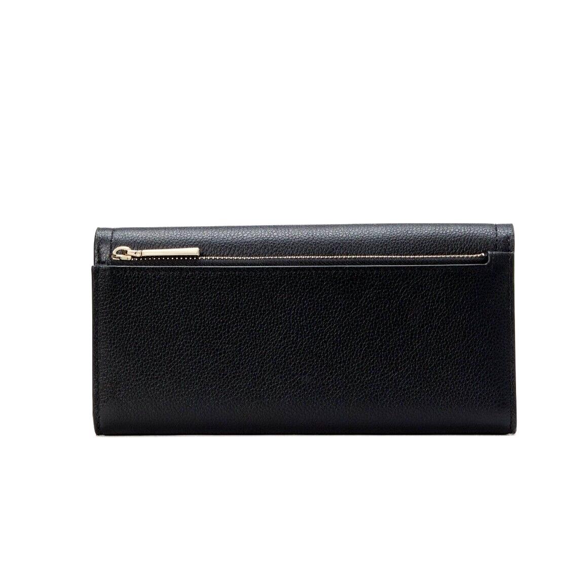 New Kate Spade Rosie Large Flap Wallet Pebble Leather Black