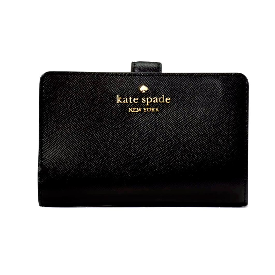 Kate Spade Madison Medium Compact Leather Bifold Wallet KC580 Black New