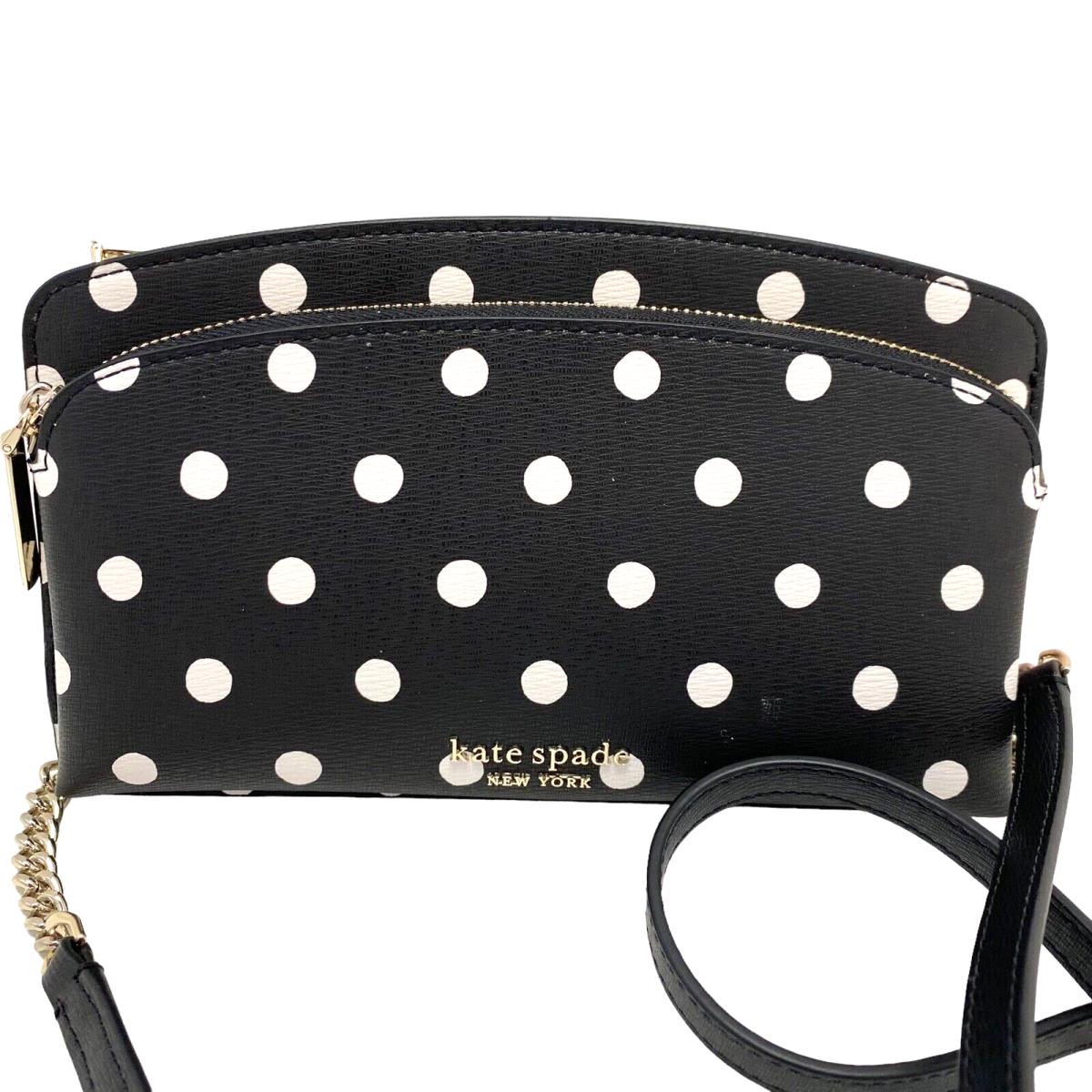 Kate Spade New York Sunshine Dot Printed Crossbody Bag Pvc Black White Polka Dot