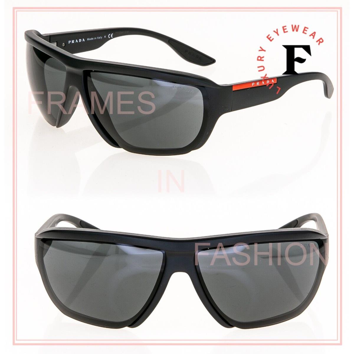 Prada 09V Linea Rossa Future Sport Sunglasses Black Pilot Wrap Unisex PS09VS