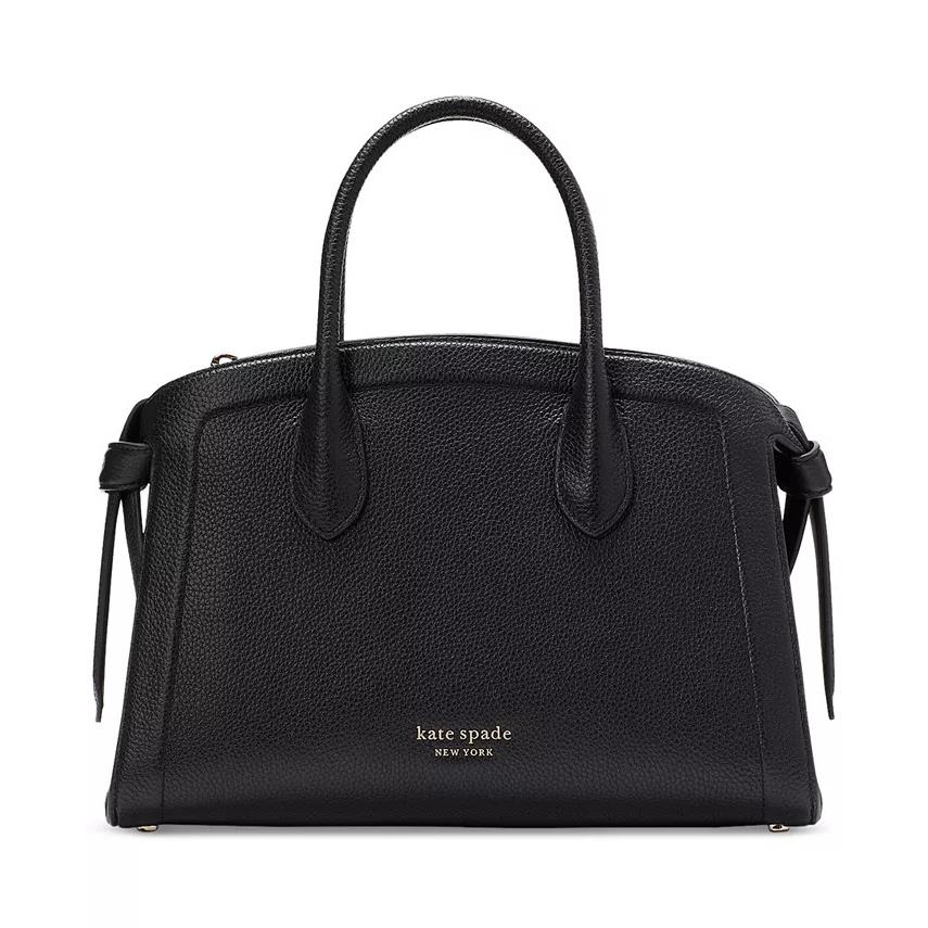 Kate Spade Knott Pebbled Leather Small Zip Top Satchel Black