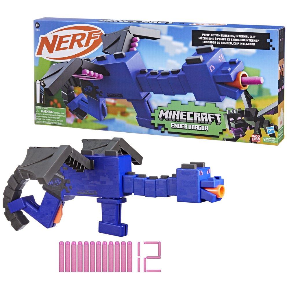 Nerf Minecraft Ender Dragon Blaster and 12 Nerf Elite Foam Darts Toy Gift