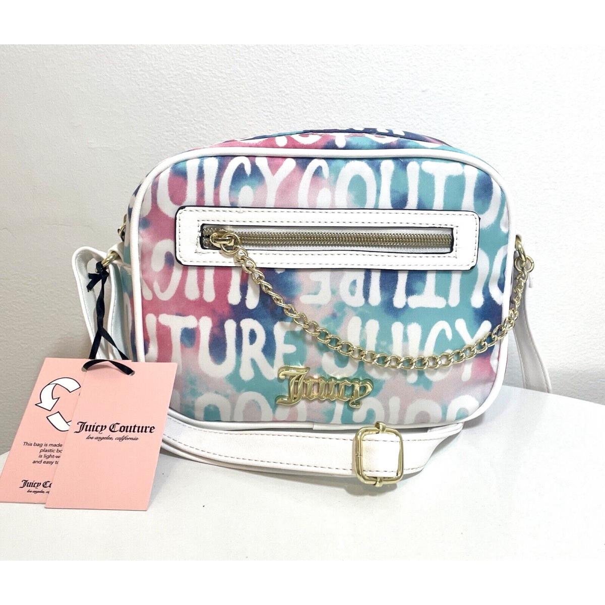 Juicy Couture White Multi Ombre Crossbody Logo Camera Handbag Purse