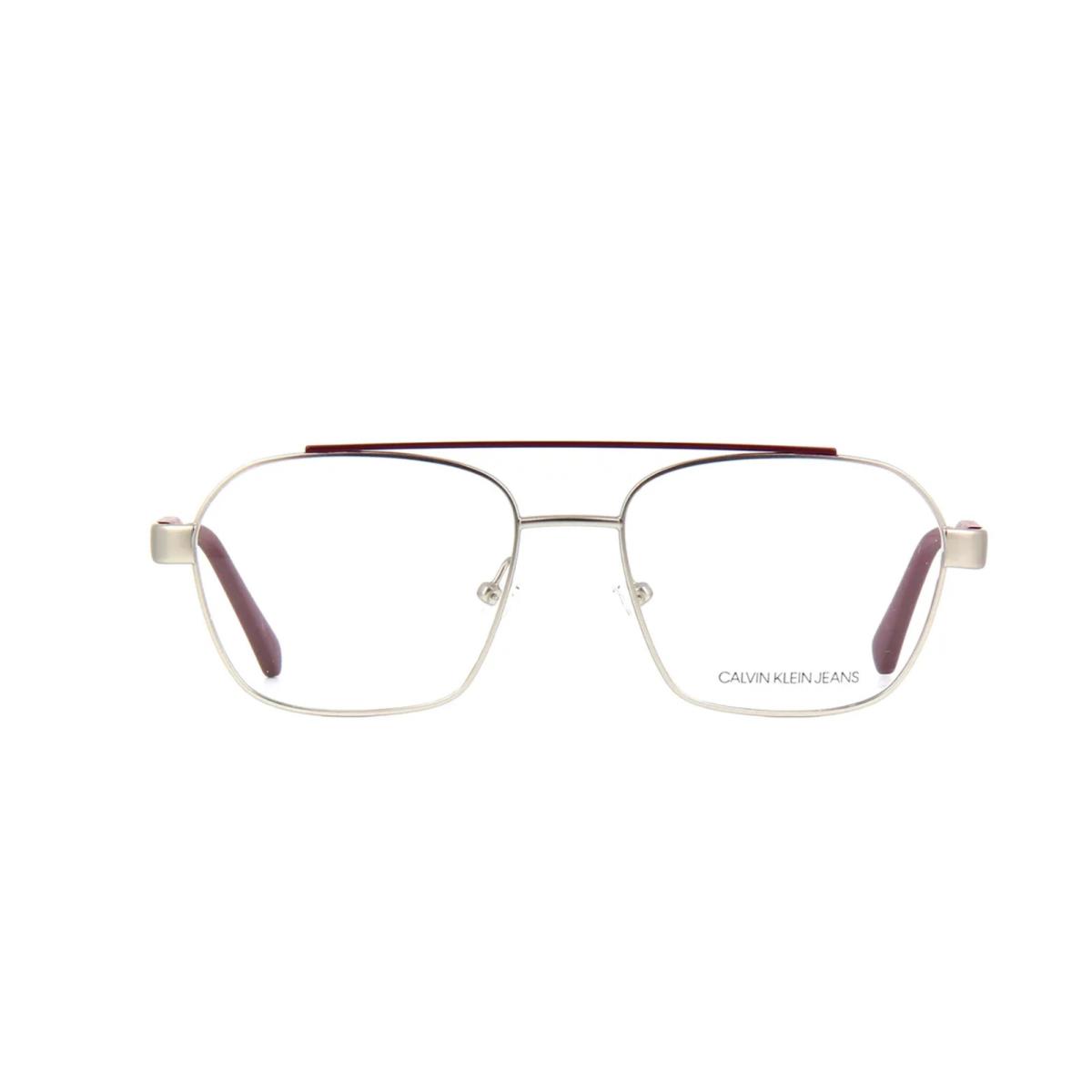 Calvin Klein CKJ19301 046 Silver Brown Eyeglasses 53-17-140 W/case - Frame: Silver