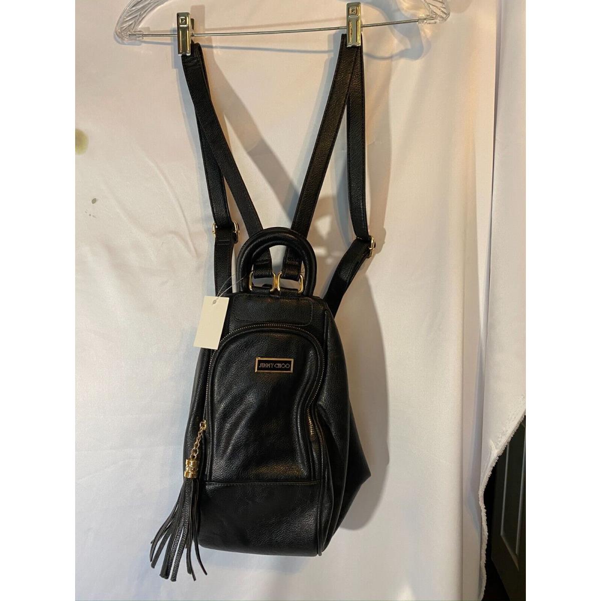 Jimmy Choo Black Leather Satchel Purse Backpack Bag