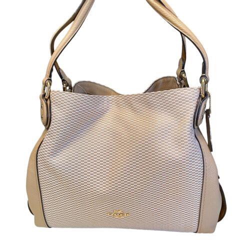 Coach Legacy Jacquard Edie 31 Shoulder Bag Leather Beechwood Tan 28895