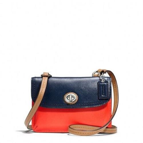 Coach Park Colorblock Leather Dylan Bag Wallet F49554 Navy/red