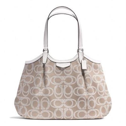 Coach Signature Stripe Rope Print Shoulder Bag F28926 Naturl Beige