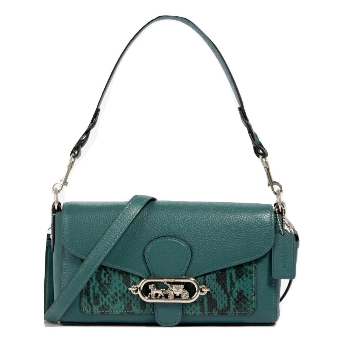 Coach Jade Leather Exotic Shoulder Crossbody Bag Horse Carriage Turquoise 91034 - Exterior: Turquoise, Manufacturer: Dark Turquoise, Lining: Brown