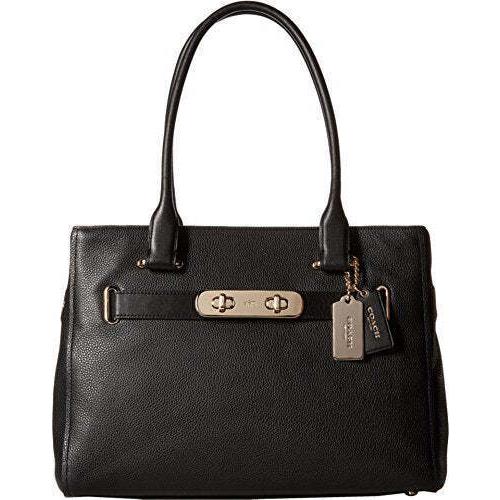 Coach 36488 Swagger Carryall Satchel in Polished Pebbled Leather in Black