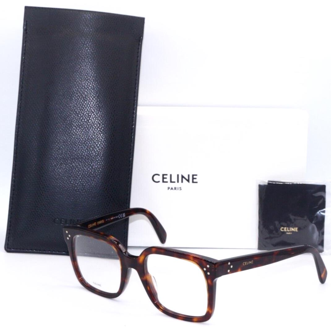 Celine CL50114I 052 Oversized Rectangle Havana Eyeglasses Frame 53-21