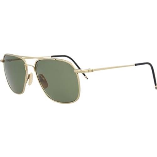 Thom Browne Sunglasses TB 103 A-GLD12K Gold w/ Green Lens 58mm
