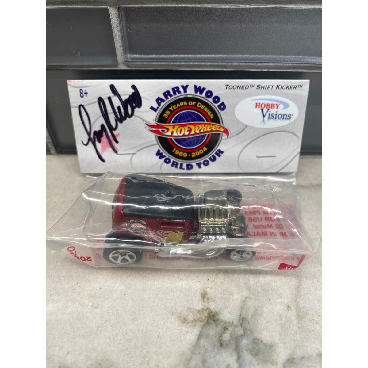 Hot Wheels 2004 Larry Wood World Tour Tooned Shift Kicker Red Signed Baggie